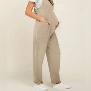 Oversized Women's Tan Maternity Jumpsuit LARGE